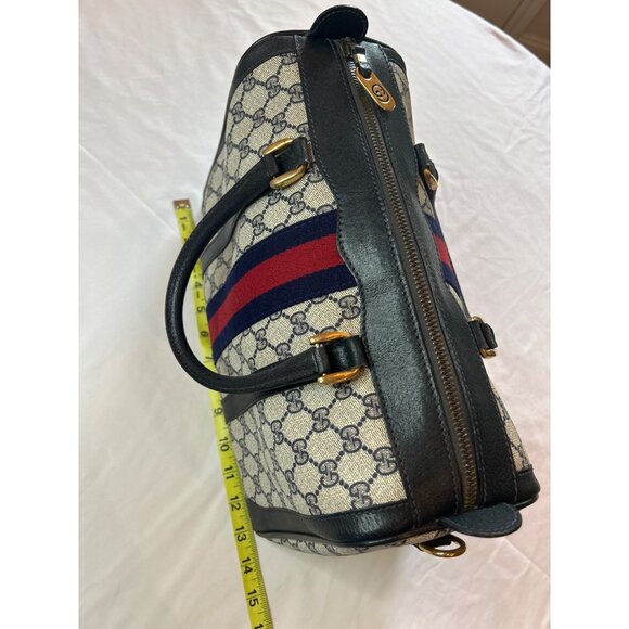 GUCCI GG Supreme Monogram Textured Dollar Calfskin Web Ophidia Boston Bag - Picture 10 of 16